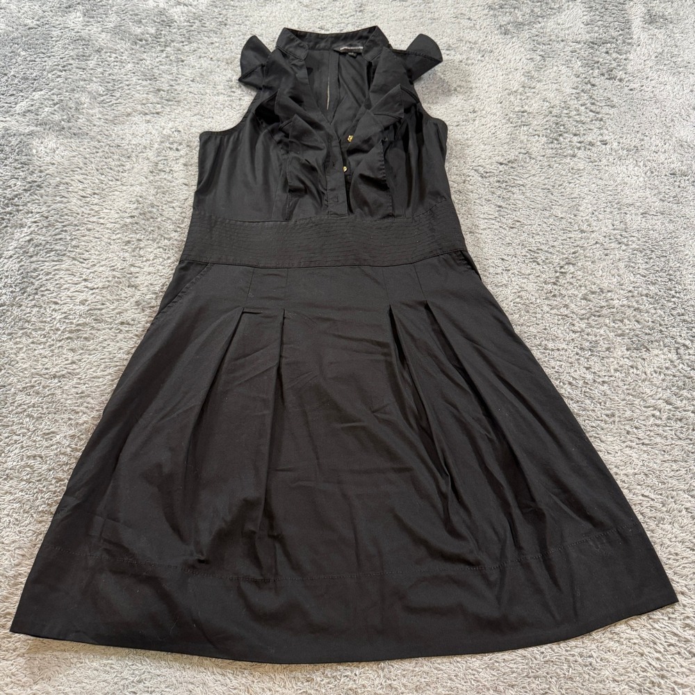 Express Design Studio Womens 6 Black Ruffle Sleeveless Pleated Dress